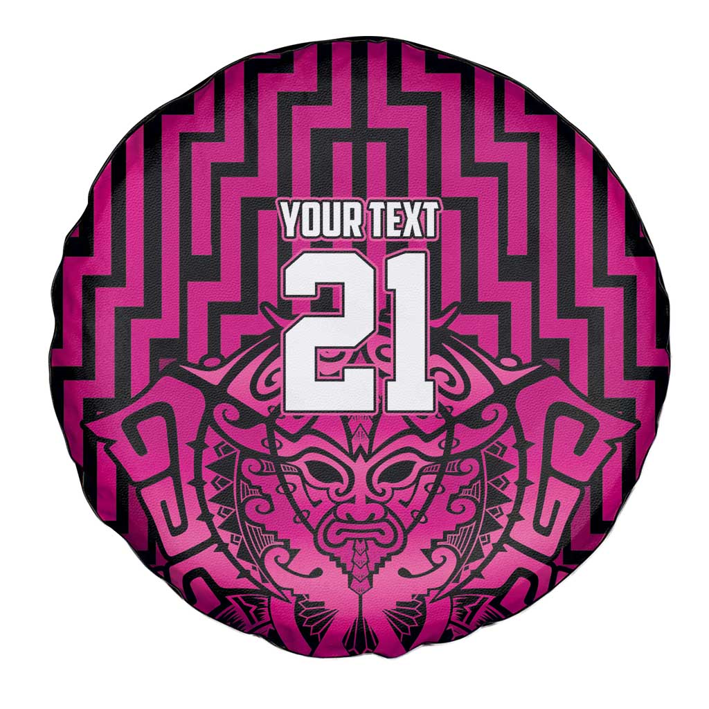 Custom Basketball New Zealand Spare Tire Cover Pink Maori Ta Moko Indigenous LT9 - Polynesian Pride
