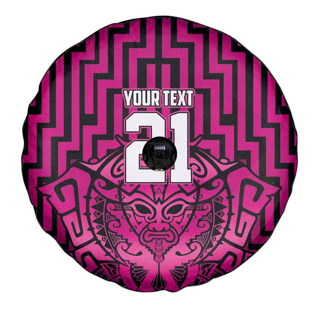 Custom Basketball New Zealand Spare Tire Cover Pink Maori Ta Moko Indigenous LT9 - Polynesian Pride