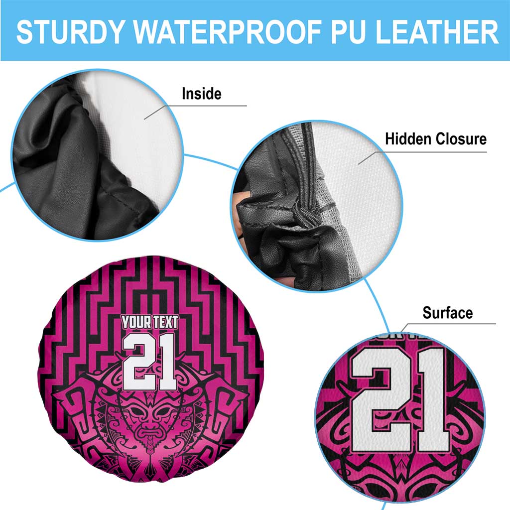 Custom Basketball New Zealand Spare Tire Cover Pink Maori Ta Moko Indigenous LT9 - Polynesian Pride