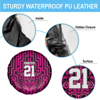 Custom Basketball New Zealand Spare Tire Cover Pink Maori Ta Moko Indigenous LT9 - Polynesian Pride