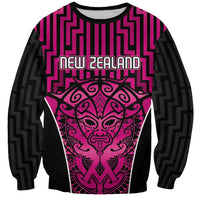 Custom Basketball New Zealand Sweatshirt Pink Maori Ta Moko Indigenous - Polynesian Pride