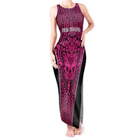 Custom Basketball New Zealand Tank Maxi Dress Pink Maori Ta Moko Indigenous LT9 Women Pink - Polynesian Pride
