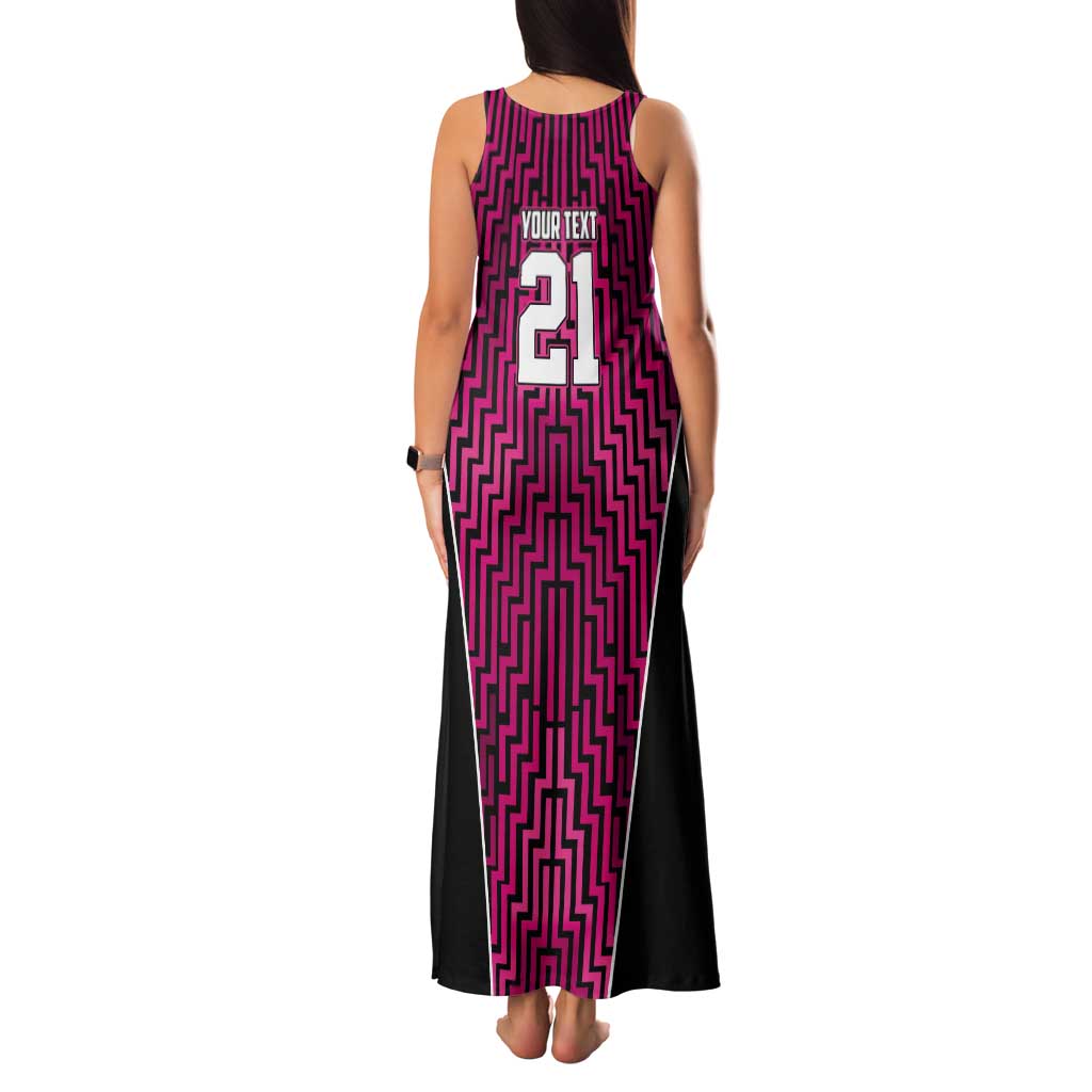 Custom Basketball New Zealand Tank Maxi Dress Pink Maori Ta Moko Indigenous LT9 - Polynesian Pride