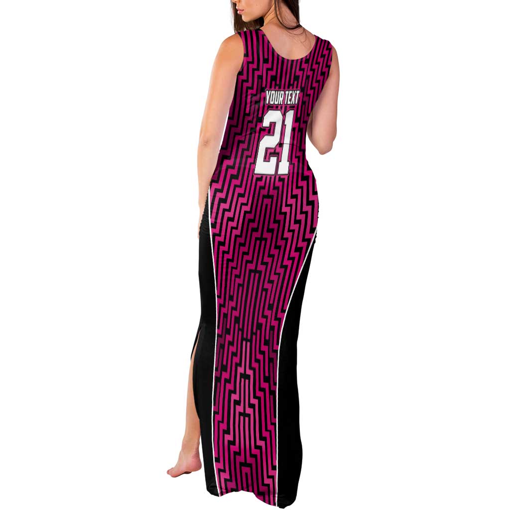 Custom Basketball New Zealand Tank Maxi Dress Pink Maori Ta Moko Indigenous LT9 - Polynesian Pride