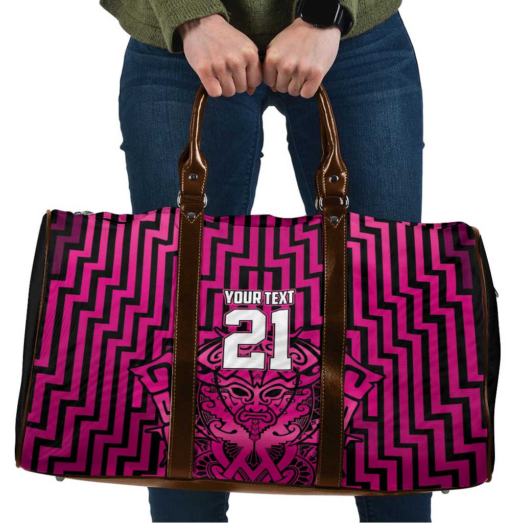 Custom Basketball New Zealand Travel Bag Pink Maori Ta Moko Indigenous LT9 Pink - Polynesian Pride