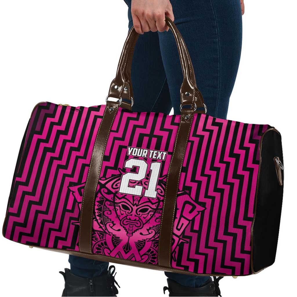 Custom Basketball New Zealand Travel Bag Pink Maori Ta Moko Indigenous LT9 - Polynesian Pride