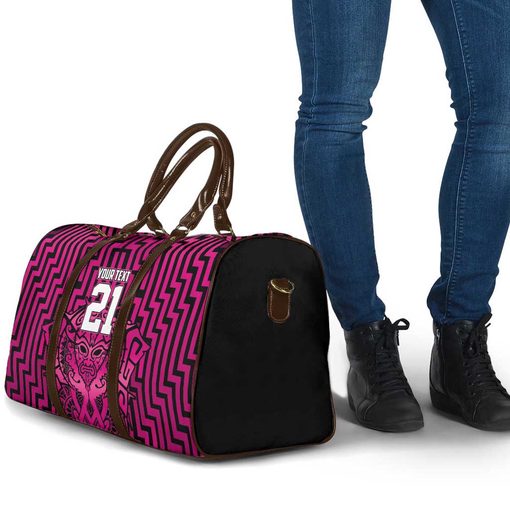 Custom Basketball New Zealand Travel Bag Pink Maori Ta Moko Indigenous LT9 - Polynesian Pride