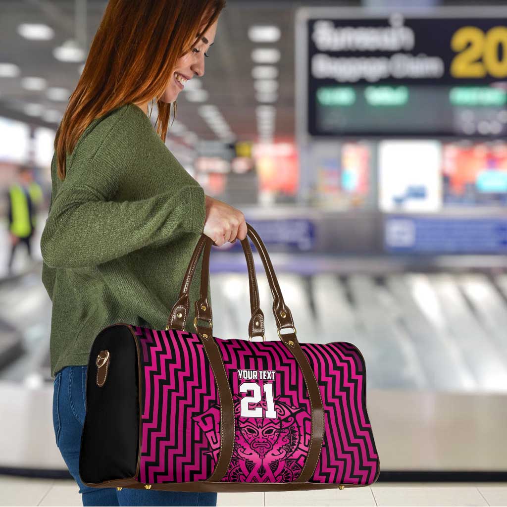Custom Basketball New Zealand Travel Bag Pink Maori Ta Moko Indigenous LT9 - Polynesian Pride