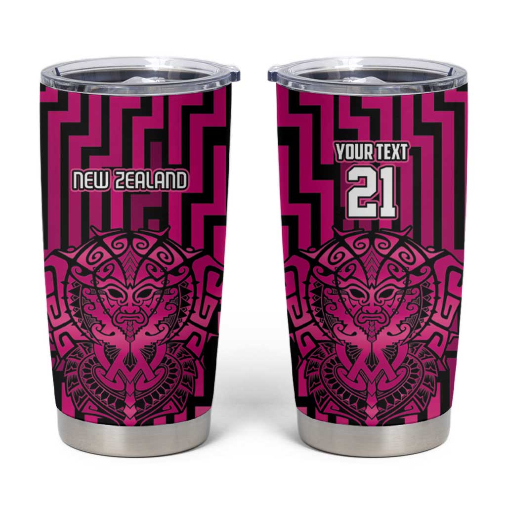 Custom Basketball New Zealand Tumbler Cup Pink Maori Ta Moko Indigenous LT9 Pink - Polynesian Pride
