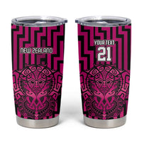 Custom Basketball New Zealand Tumbler Cup Pink Maori Ta Moko Indigenous LT9 Pink - Polynesian Pride