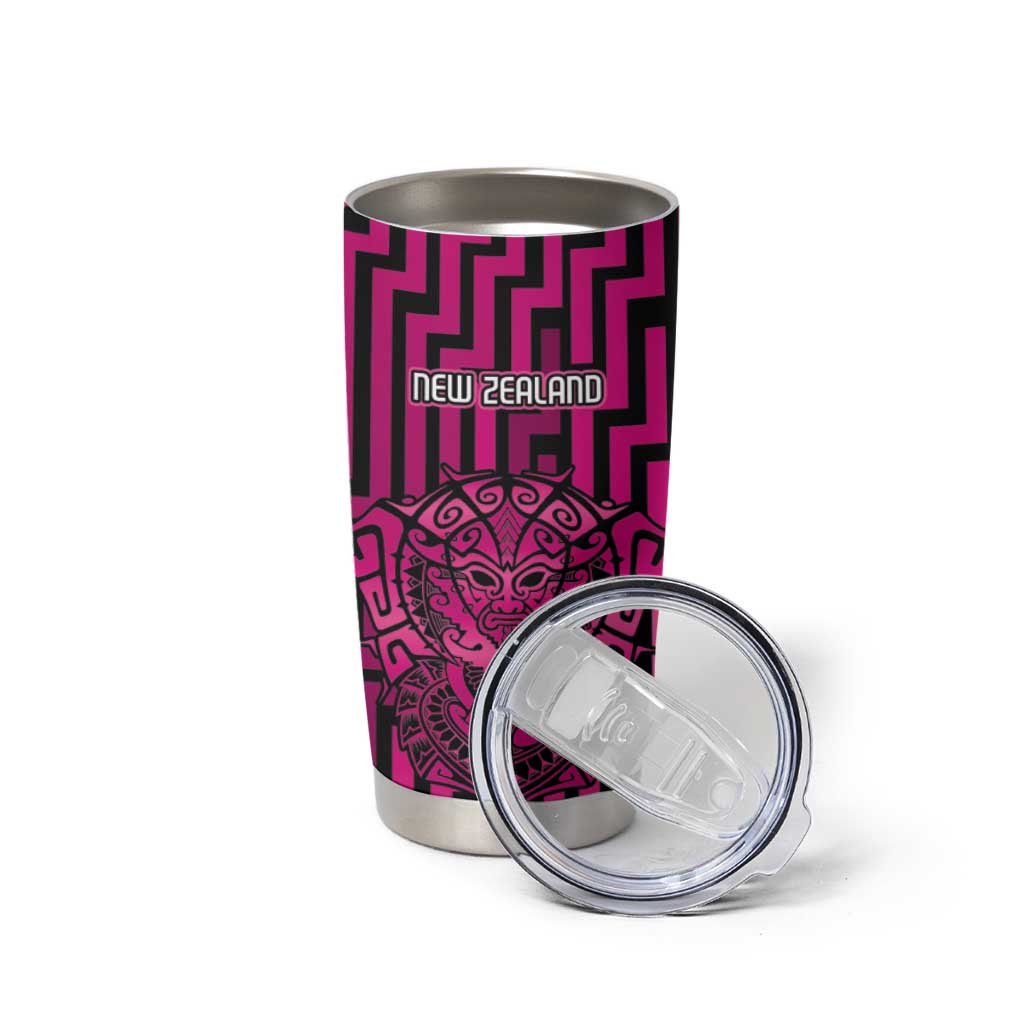 Custom Basketball New Zealand Tumbler Cup Pink Maori Ta Moko Indigenous LT9 - Polynesian Pride