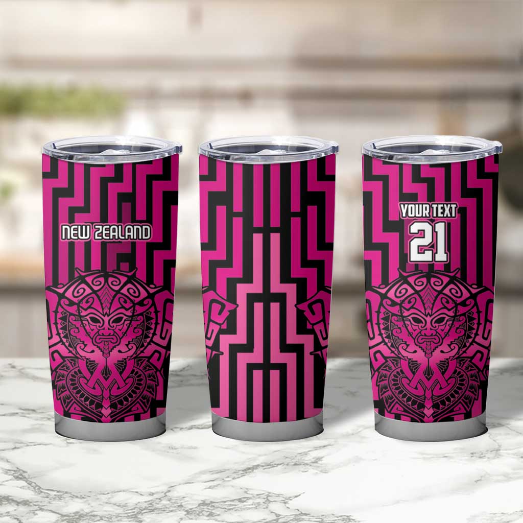 Custom Basketball New Zealand Tumbler Cup Pink Maori Ta Moko Indigenous LT9 - Polynesian Pride