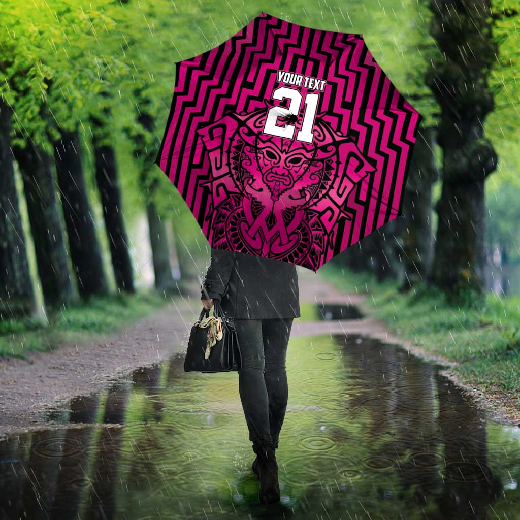 Custom Basketball New Zealand Umbrella Pink Maori Ta Moko Indigenous - Polynesian Pride