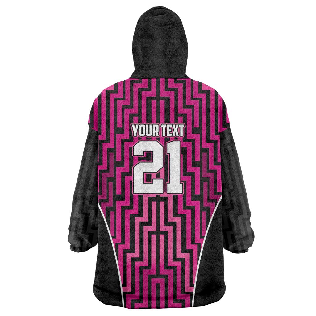 Custom Basketball New Zealand Wearable Blanket Hoodie Pink Maori Ta Moko Indigenous LT9 - Polynesian Pride