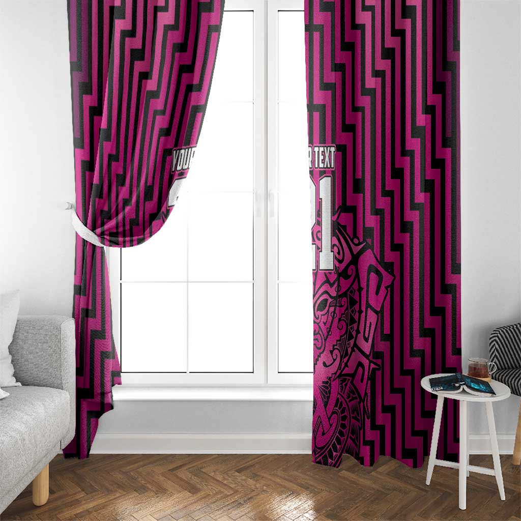 Custom Basketball New Zealand Window Curtain Pink Maori Ta Moko Indigenous - Polynesian Pride
