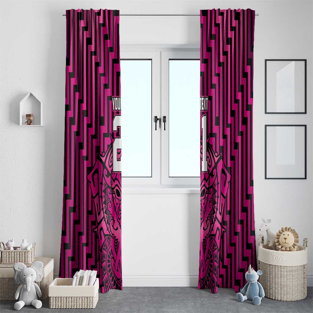 Custom Basketball New Zealand Window Curtain Pink Maori Ta Moko Indigenous - Polynesian Pride