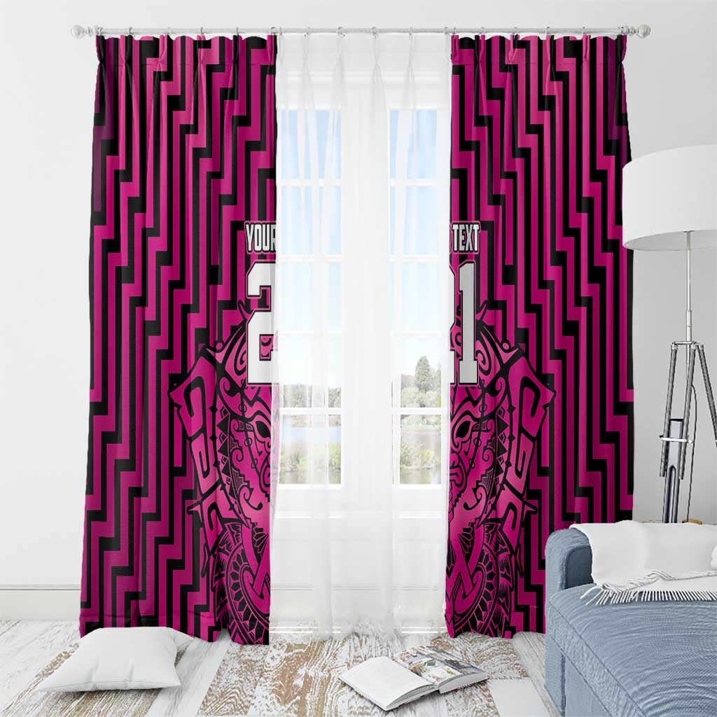Custom Basketball New Zealand Window Curtain Pink Maori Ta Moko Indigenous - Polynesian Pride