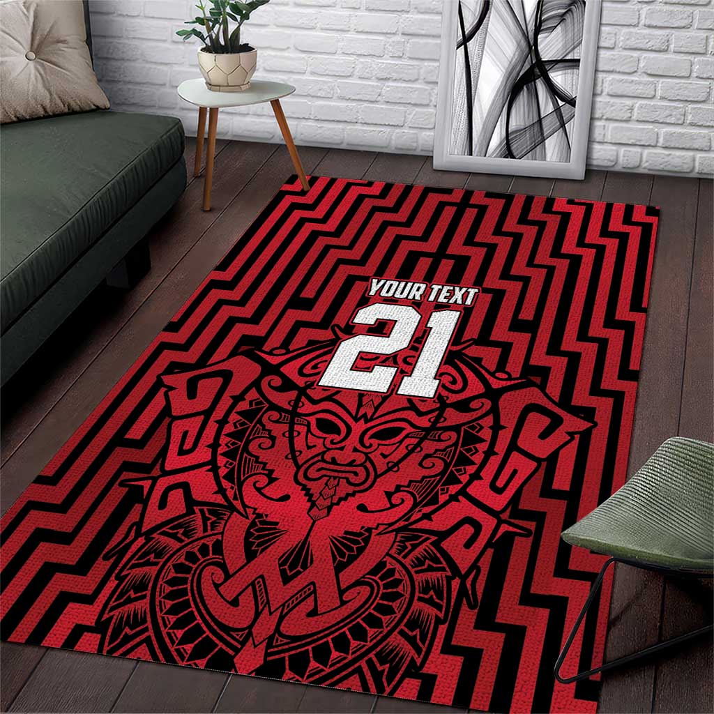 Custom Basketball New Zealand Area Rug Red Maori Ta Moko Indigenous - Polynesian Pride