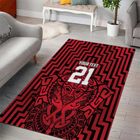 Custom Basketball New Zealand Area Rug Red Maori Ta Moko Indigenous - Polynesian Pride