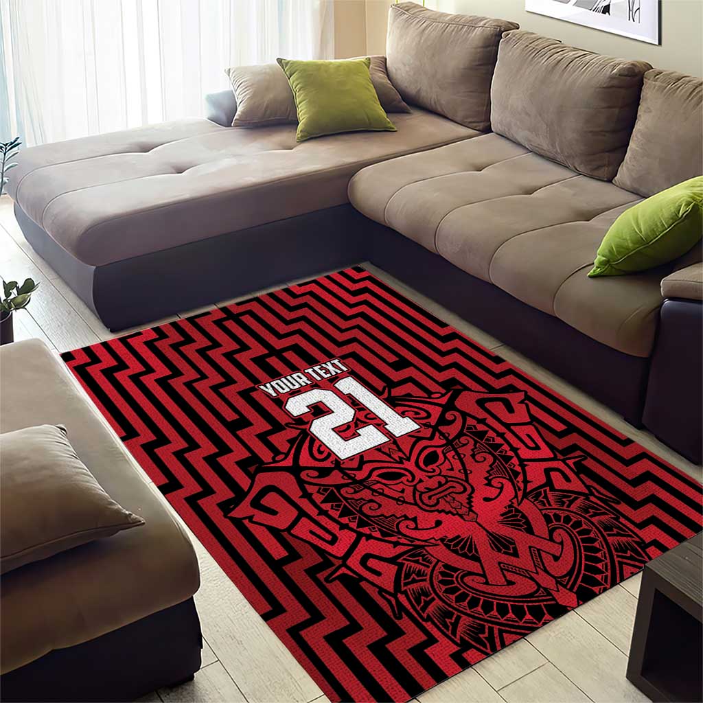 Custom Basketball New Zealand Area Rug Red Maori Ta Moko Indigenous - Polynesian Pride