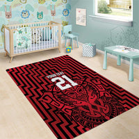 Custom Basketball New Zealand Area Rug Red Maori Ta Moko Indigenous - Polynesian Pride
