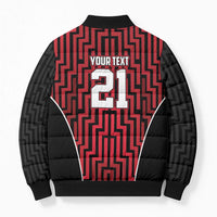 Custom Basketball New Zealand Bomber Puffer Jacket Red Maori Ta Moko Indigenous - Polynesian Pride