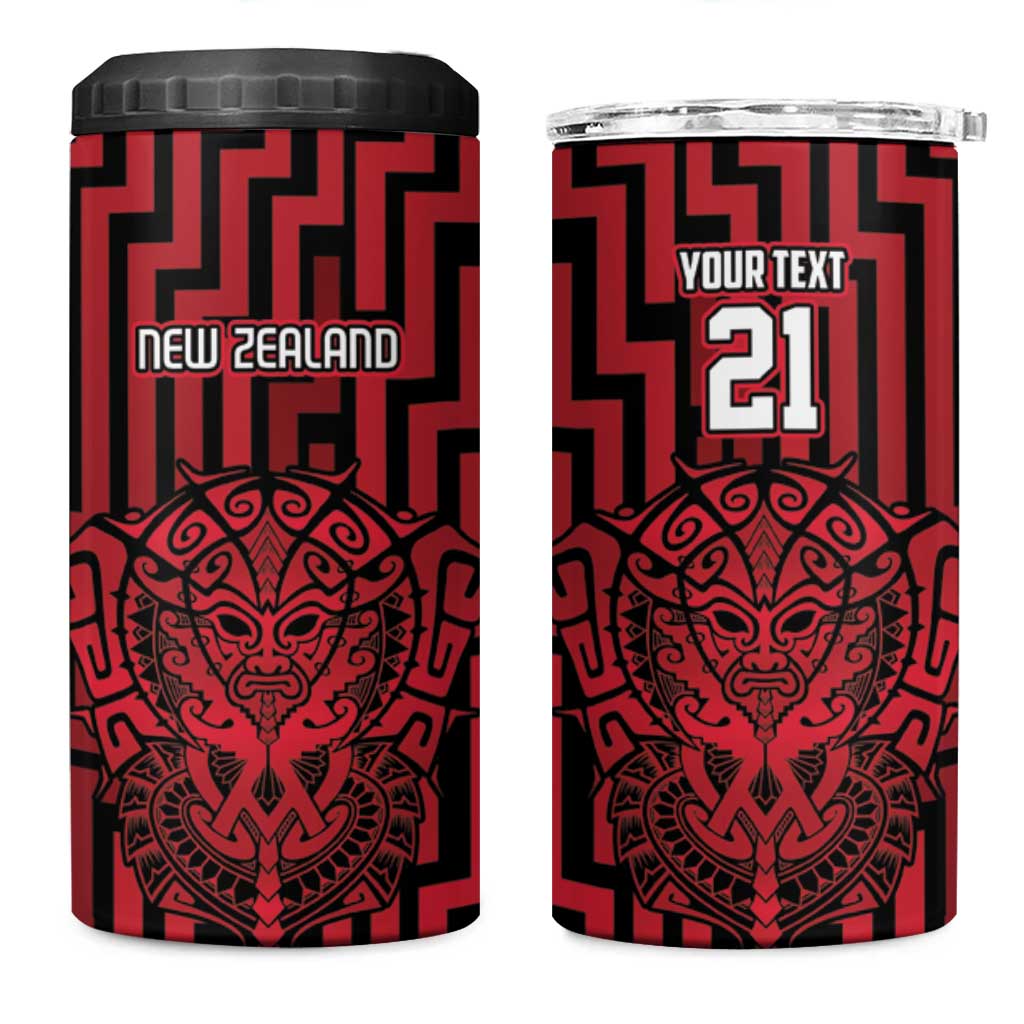 Custom Basketball New Zealand 4 in 1 Can Cooler Tumbler Red Maori Ta Moko Indigenous LT9 One Size: 16 oz Red - Polynesian Pride