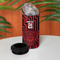 Custom Basketball New Zealand 4 in 1 Can Cooler Tumbler Red Maori Ta Moko Indigenous LT9 - Polynesian Pride