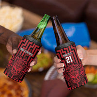 Custom Basketball New Zealand 4 in 1 Can Cooler Tumbler Red Maori Ta Moko Indigenous LT9 - Polynesian Pride