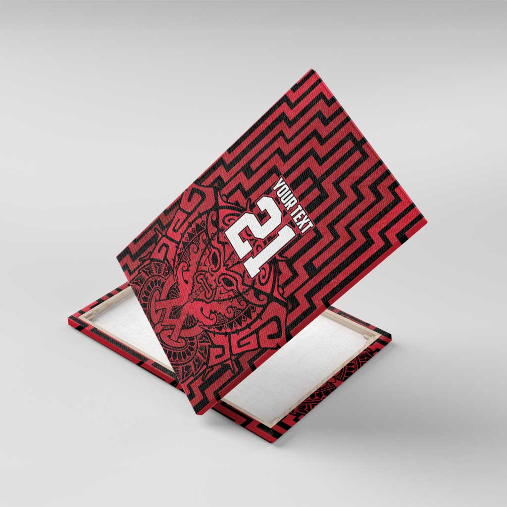 Custom Basketball New Zealand Canvas Wall Art Red Maori Ta Moko Indigenous - Polynesian Pride