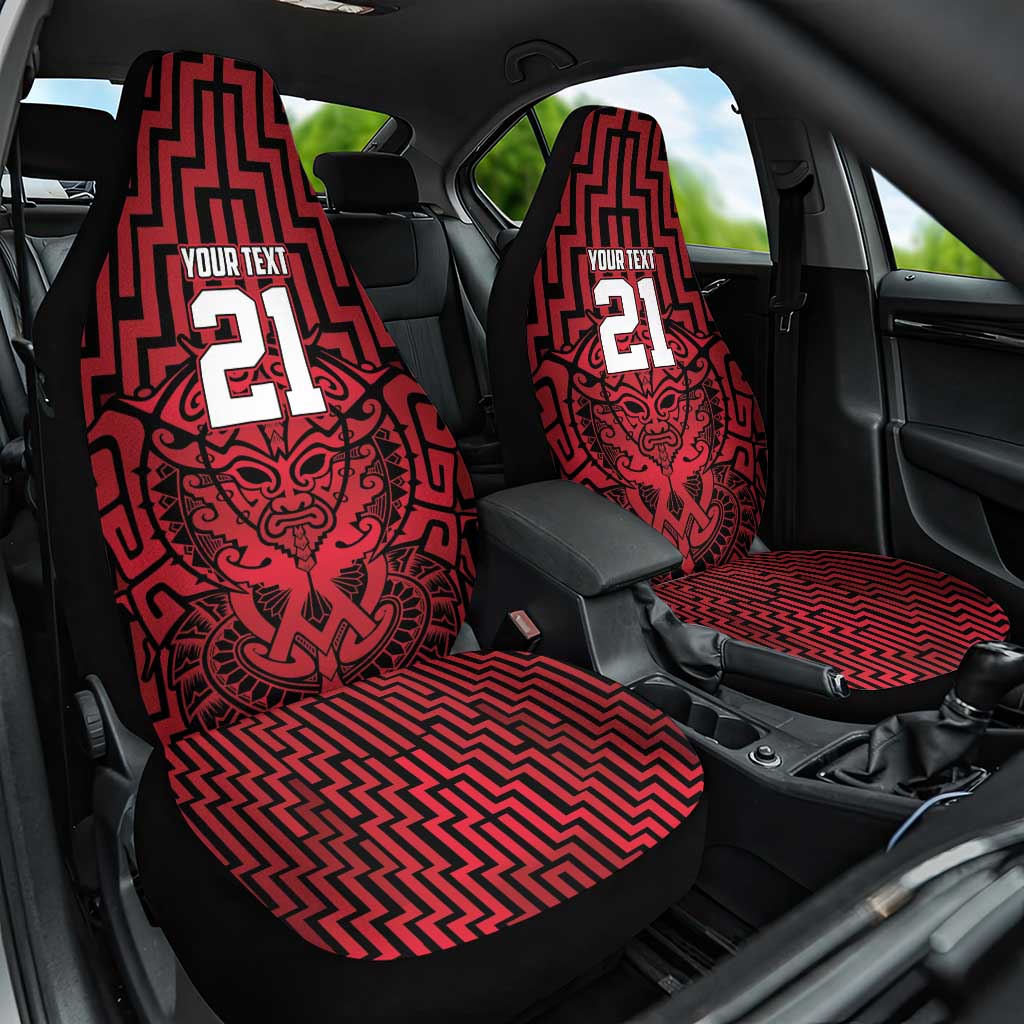 Custom Basketball New Zealand Car Seat Cover Red Maori Ta Moko Indigenous - Polynesian Pride