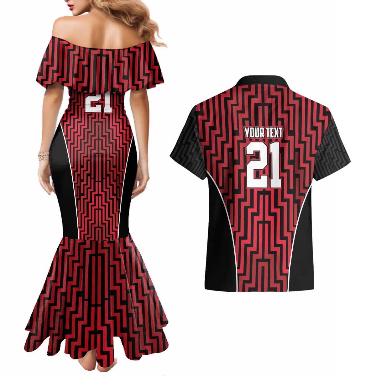 Custom Basketball New Zealand Couples Matching Mermaid Dress and Hawaiian Shirt Red Maori Ta Moko Indigenous - Polynesian Pride