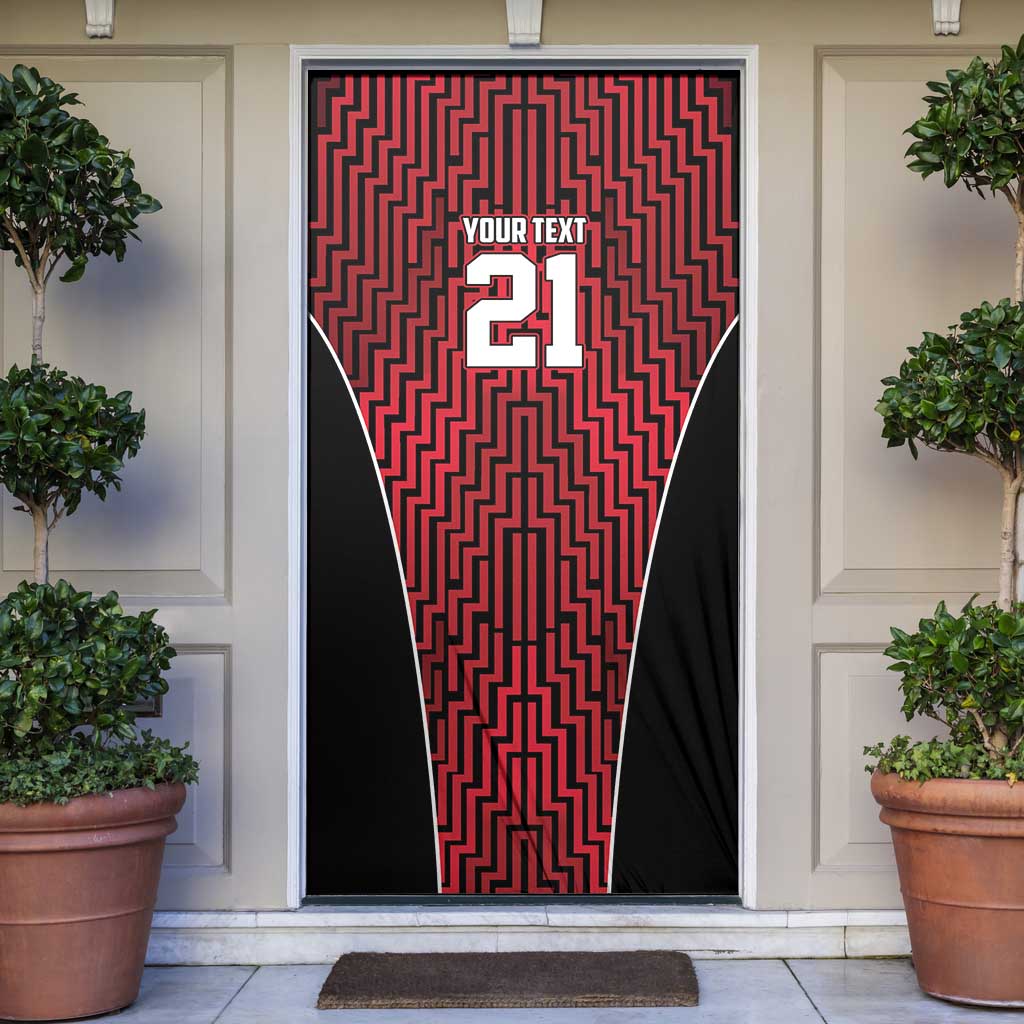 Custom Basketball New Zealand Door Cover Red Maori Ta Moko Indigenous LT9 Red - Polynesian Pride