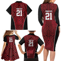 Custom Basketball New Zealand Family Matching Long Sleeve Bodycon Dress and Hawaiian Shirt Red Maori Ta Moko Indigenous LT9 - Polynesian Pride