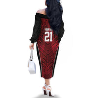 Custom Basketball New Zealand Family Matching Off The Shoulder Long Sleeve Dress and Hawaiian Shirt Red Maori Ta Moko Indigenous LT9 - Polynesian Pride