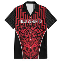 Custom Basketball New Zealand Family Matching Off Shoulder Maxi Dress and Hawaiian Shirt Red Maori Ta Moko Indigenous LT9 Dad's Shirt - Short Sleeve Red - Polynesian Pride
