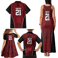 Custom Basketball New Zealand Family Matching Tank Maxi Dress and Hawaiian Shirt Red Maori Ta Moko Indigenous LT9 - Polynesian Pride
