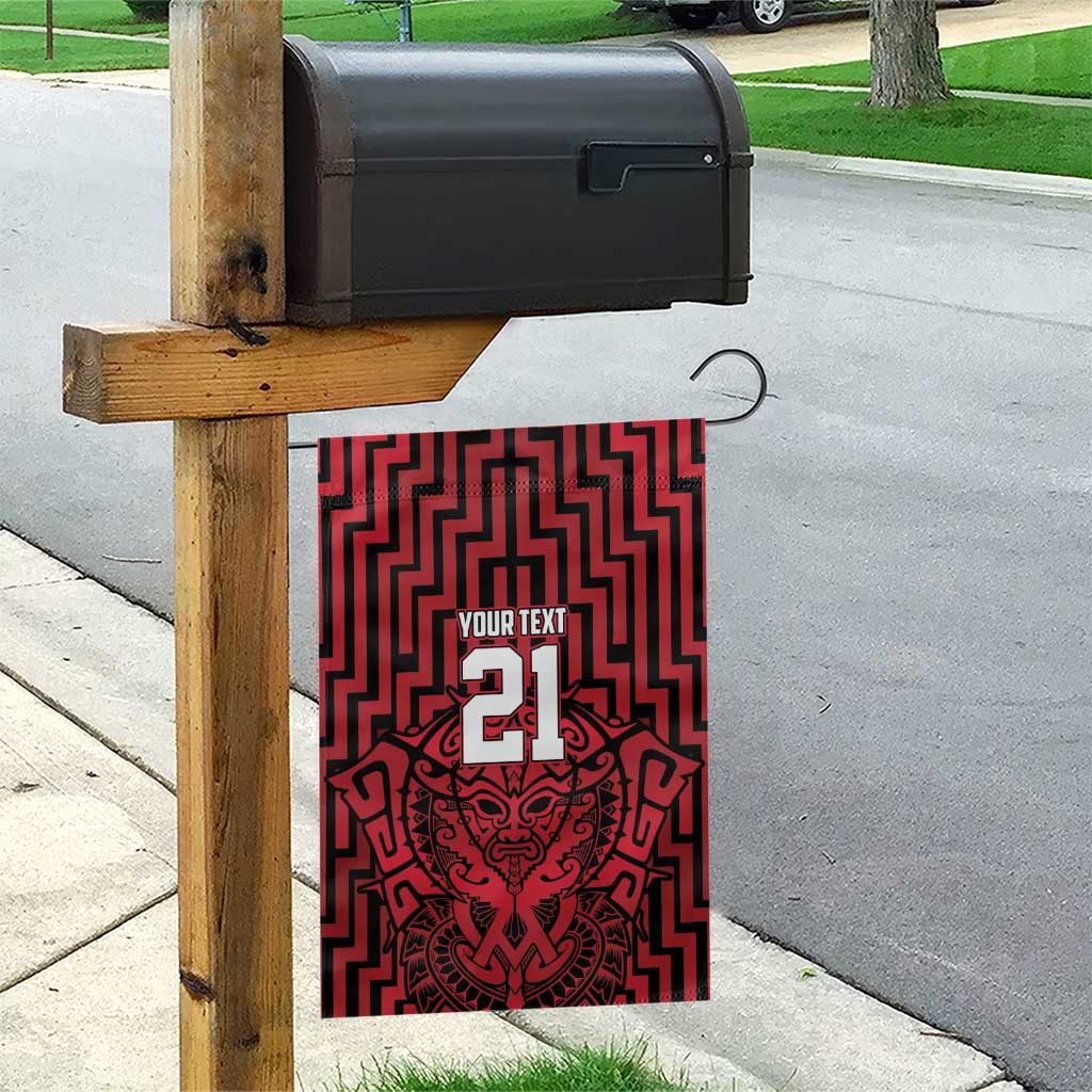 Custom Basketball New Zealand Garden Flag Red Maori Ta Moko Indigenous - Polynesian Pride