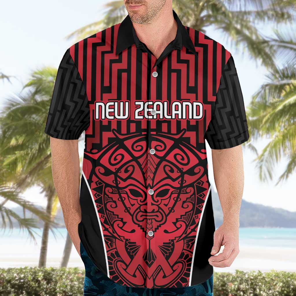 Custom Basketball New Zealand Hawaiian Shirt Red Maori Ta Moko Indigenous LT9 - Polynesian Pride