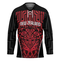 Custom Basketball New Zealand Hockey Jersey Red Maori Ta Moko Indigenous LT9 Unisex Red - Polynesian Pride