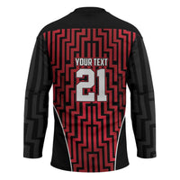 Custom Basketball New Zealand Hockey Jersey Red Maori Ta Moko Indigenous LT9 - Polynesian Pride
