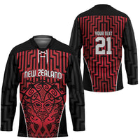 Custom Basketball New Zealand Hockey Jersey Red Maori Ta Moko Indigenous LT9 - Polynesian Pride
