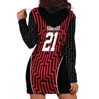 Custom Basketball New Zealand Hoodie Dress Red Maori Ta Moko Indigenous LT9 - Polynesian Pride
