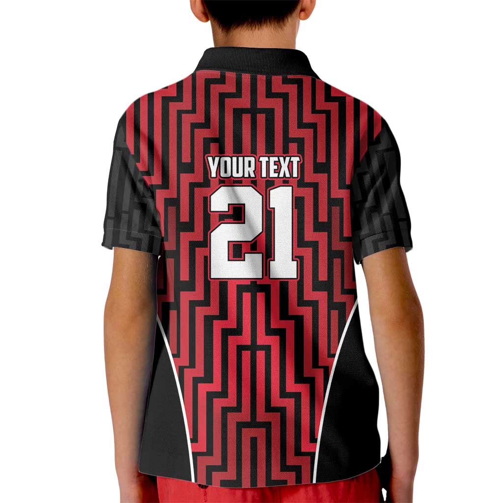 Custom Basketball New Zealand Kid Polo Shirt Red Maori Ta Moko Indigenous LT9 - Polynesian Pride