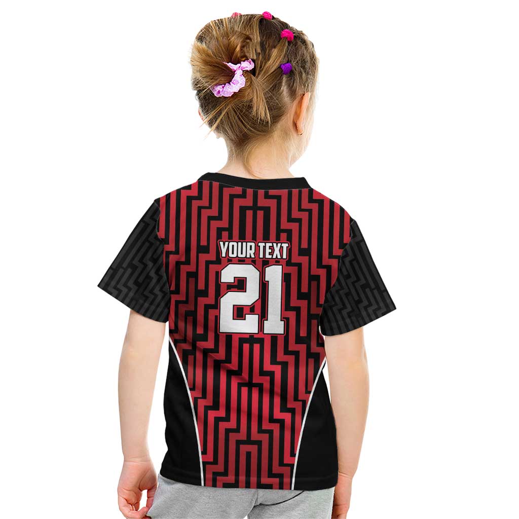 Custom Basketball New Zealand Kid T Shirt Red Maori Ta Moko Indigenous LT9 - Polynesian Pride