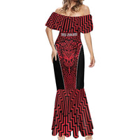 Custom Basketball New Zealand Mermaid Dress Red Maori Ta Moko Indigenous LT9 - Polynesian Pride