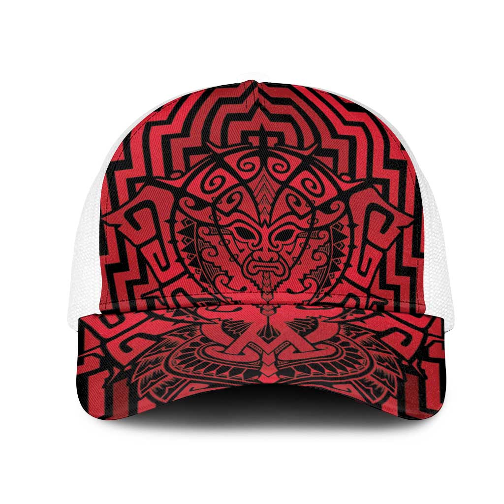 Basketball New Zealand Mesh Trucker Cap Red Maori Ta Moko Indigenous - Polynesian Pride