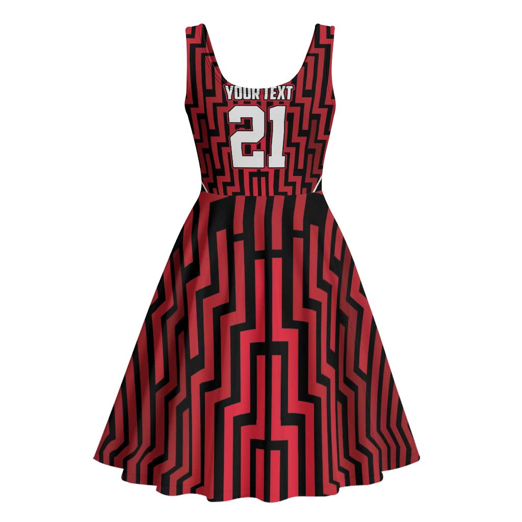 Custom Basketball New Zealand Midi Dress Red Maori Ta Moko Indigenous LT9 - Polynesian Pride
