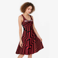 Custom Basketball New Zealand Midi Dress Red Maori Ta Moko Indigenous LT9 - Polynesian Pride