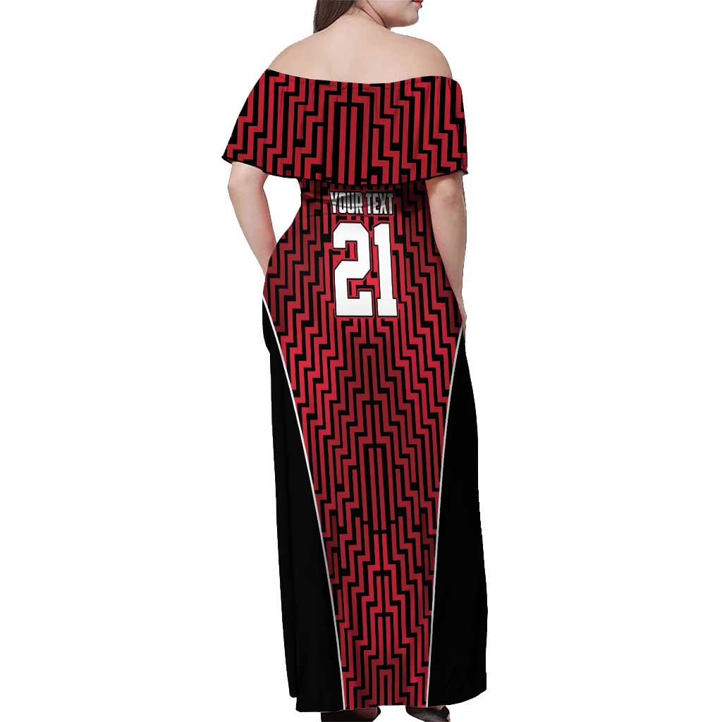 Custom Basketball New Zealand Off Shoulder Maxi Dress Red Maori Ta Moko Indigenous LT9 - Polynesian Pride